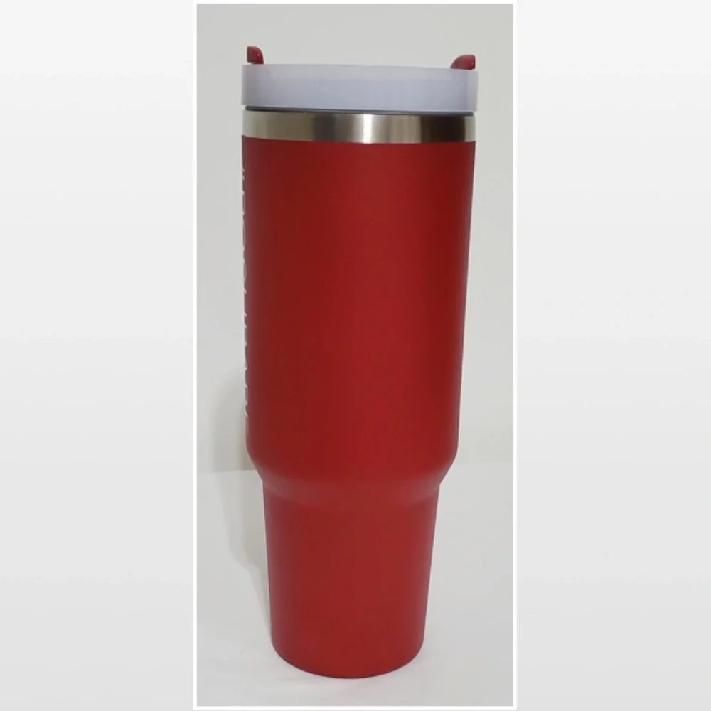 New Tumbler POSHBABE 40oz Red White Large Travel Mug Thermos Cup Swag